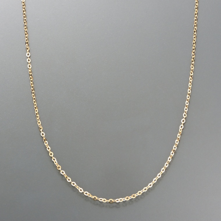 18KYG スルーピン付フラットアズキチェーンネックレス 45cm [L]