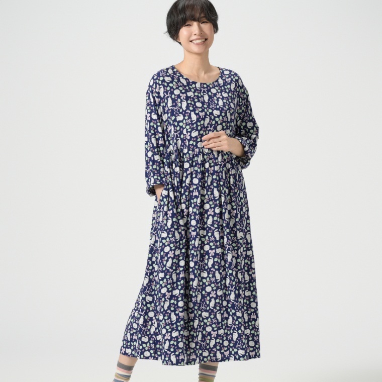 PERSONS なめらかレーヨンプリントワンピース