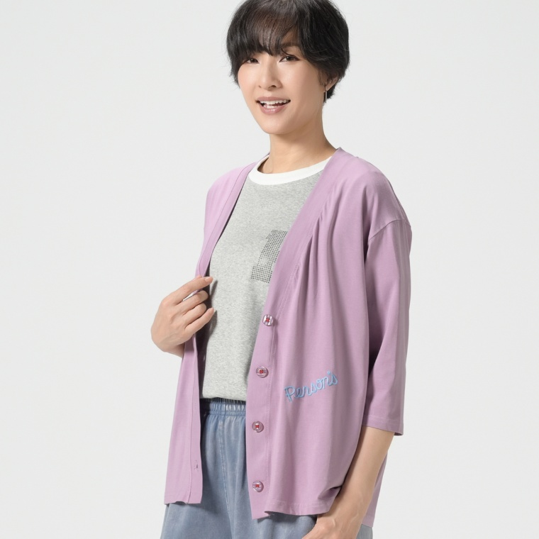 PERSONS 接触冷感七分袖カーディガン