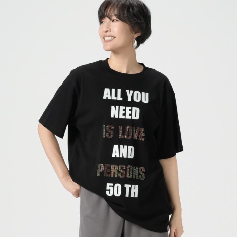 PERSONS ラインストーンロゴTシャツ