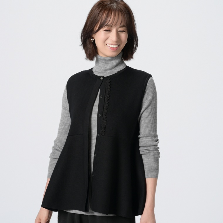 CARRIERE フロントスカラップレースペプラムジレ