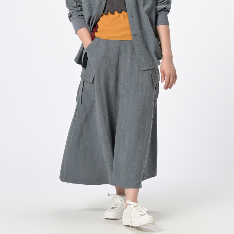 BA-TSU CLUB バックサテンヴィンテージ加工カーゴスカート