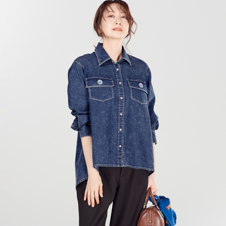 calma フィッシュテールデニムシャツ