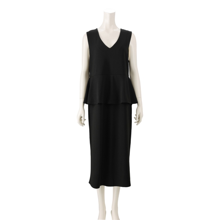 Beauty Fit カットジョーゼットペプラムワンピース