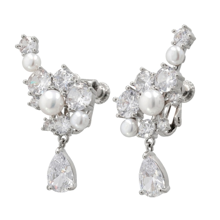 JN 淡水パール&CZ グレース ティア イヤリング/ピアス