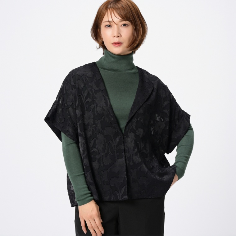 CHOYA H.M.G ボタニカル柄シアーカットジャカードジャケット