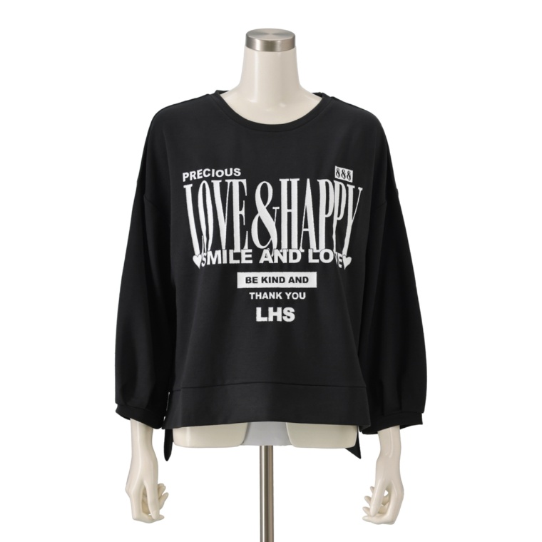 &LOVE LOVE&HAPPYのラメメッセージプルオーバー