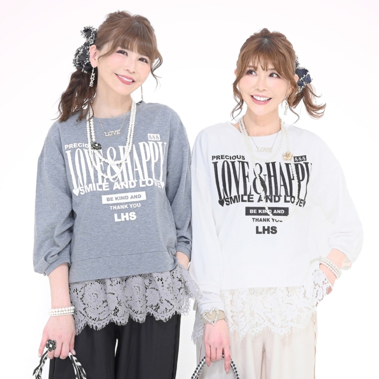 &LOVE LOVE&HAPPYのラメメッセージプルオーバー