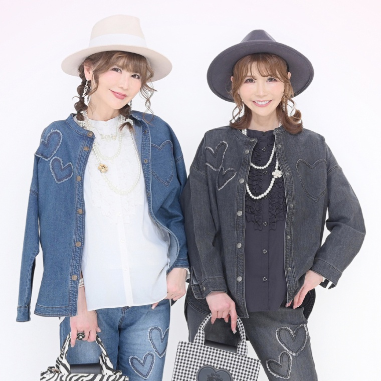 &LOVE ハートパッチのLOVEデニムシャツジャケット