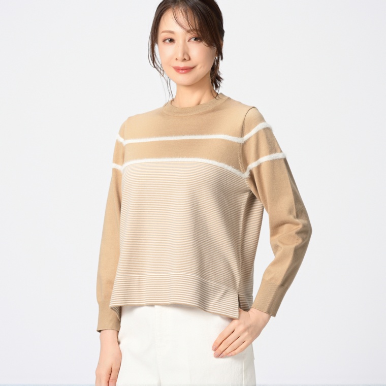 CARRIERE 大人のランダムボーダーニット