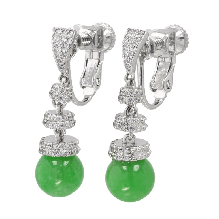 TarTar 翡翠&CZ スイングイヤリング/ピアス[ジェナ]