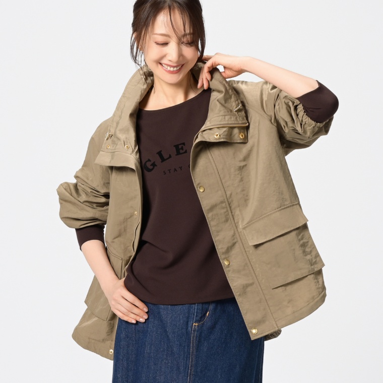 Remite スタンドカラーミドル丈ブルゾンコート