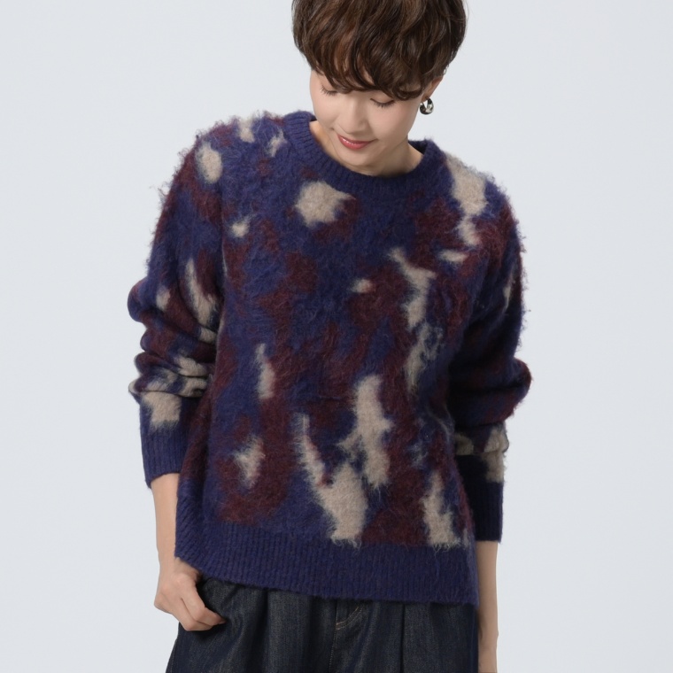falsetto ぼかし柄シャギータッチニットプルオーバー
