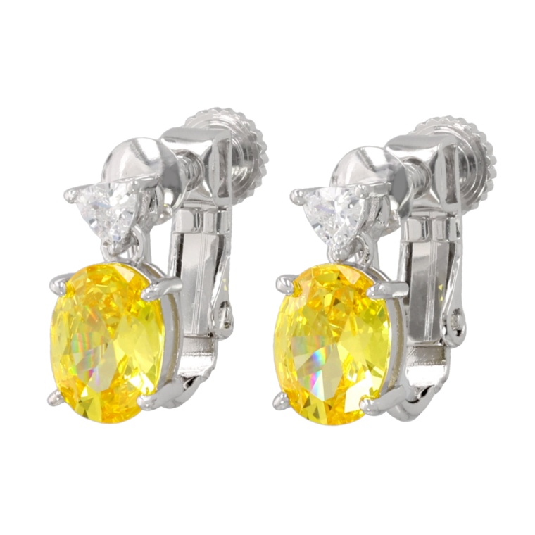 カナリーイエローカラーCZ イヤリング/ピアス 計約3ct[ルシンダ]