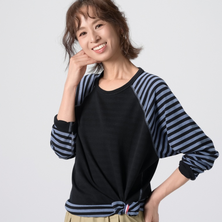 PERSONS ガーゼタッチリバーシブルラグランTシャツ