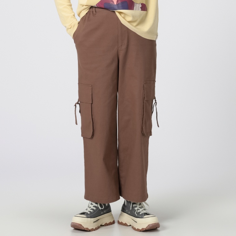PERSONS ベルテッドカーゴポケットワイドパンツ