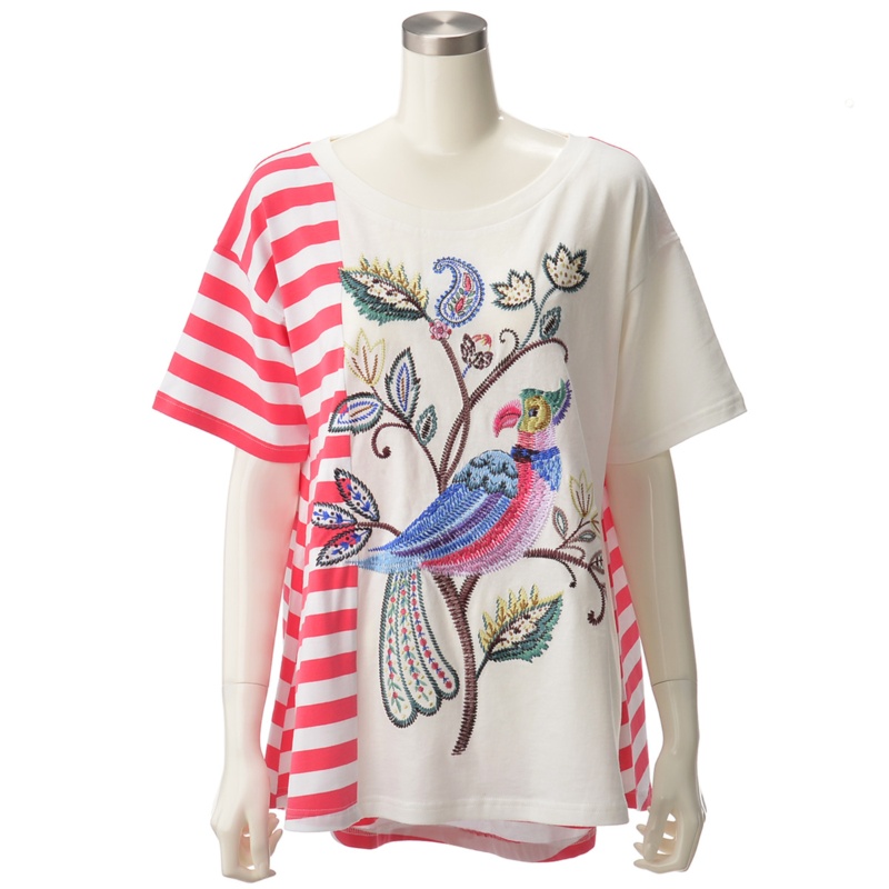 SL 鳥刺繍フォークロアTシャツ